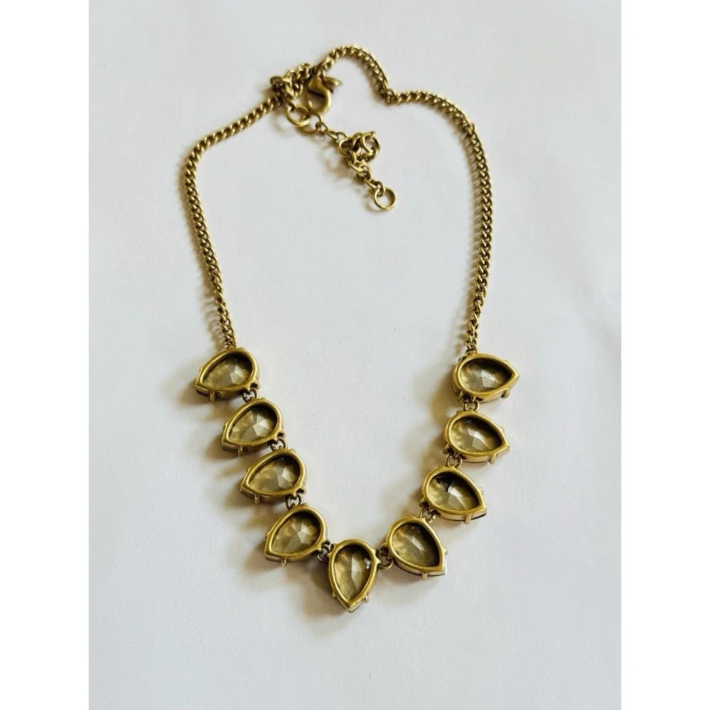J. Crew Necklace‎ Crystal Rhinestone Teardrop Collar Gold jeweled Designer 20